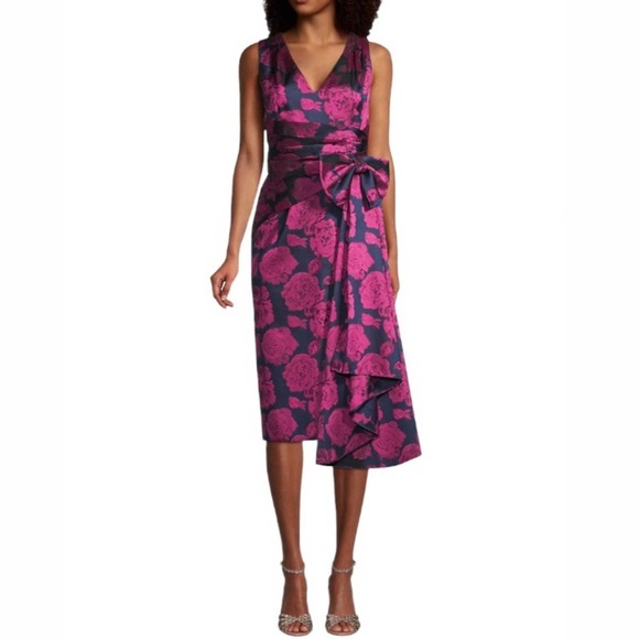 Aidan Mattox Dresses & Skirts - Aidan Mattox Floral Print Sleeveless Cocktail Dress in Fuchsia Multi